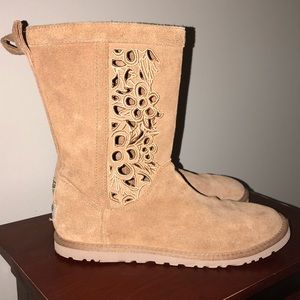 Genuine suede Lo Pro Ugg pure floral cutout boots